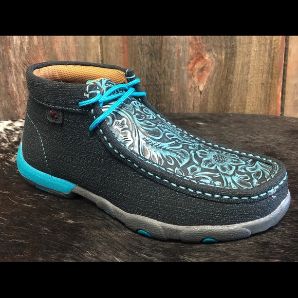EXCLUSIVE TWISTED X TEAL CHUKKA DRIVING MOC SHOES - Picture 2 of 3